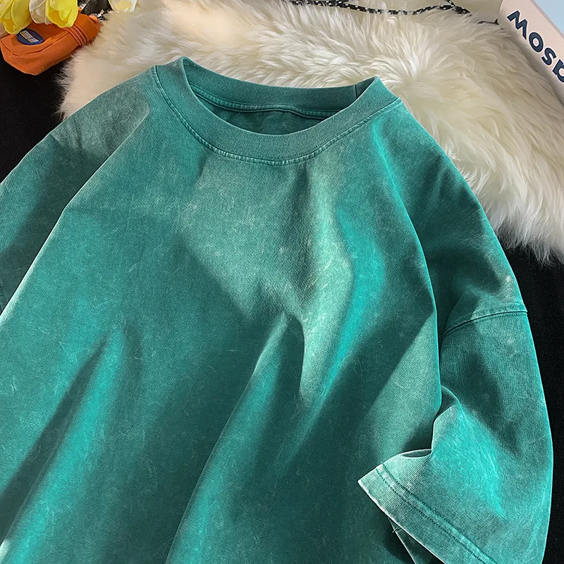 Quality Oversized Acid Washed Y2K T Shirt men Vintage T-shirts Streetwear Mineral Wash Tee Shirts boy Loose Luxury Brand Tops - Image 5