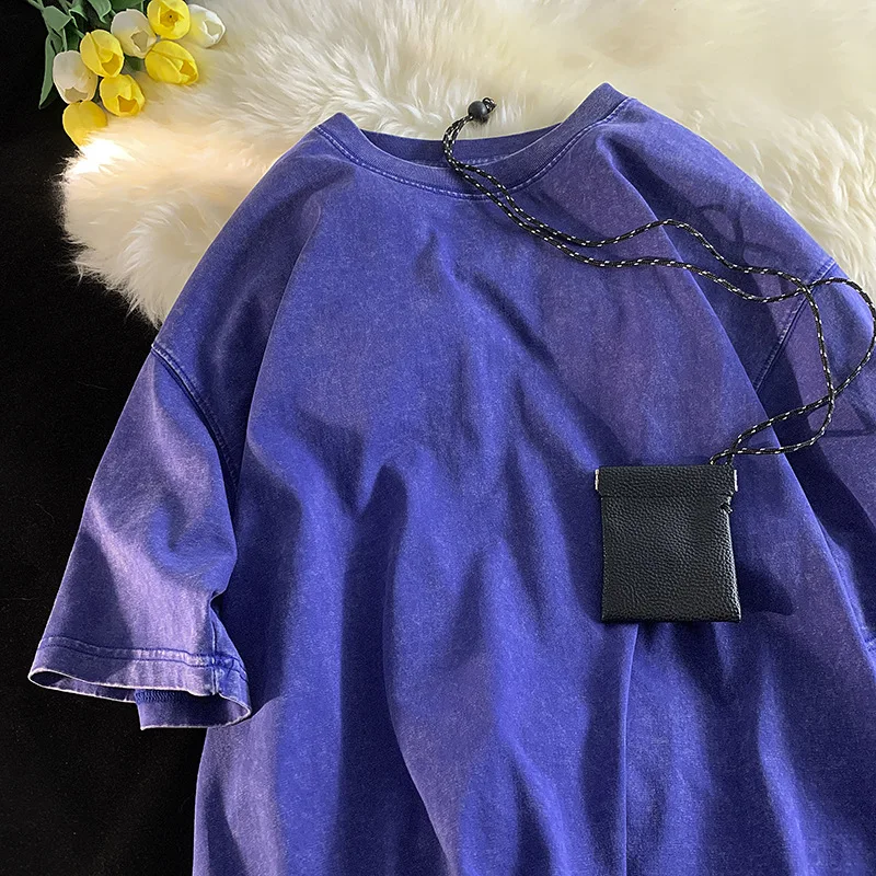 Quality Oversized Acid Washed Y2K T Shirt men Vintage T-shirts Streetwear Mineral Wash Tee Shirts boy Loose Luxury Brand Tops - Image 2