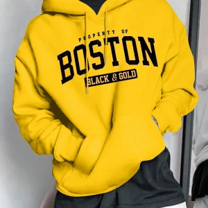 Men's Paris-Inspired Fashion Hoodie with Geometric Print Kangaroo Pocket Perfect for Spring/Fall